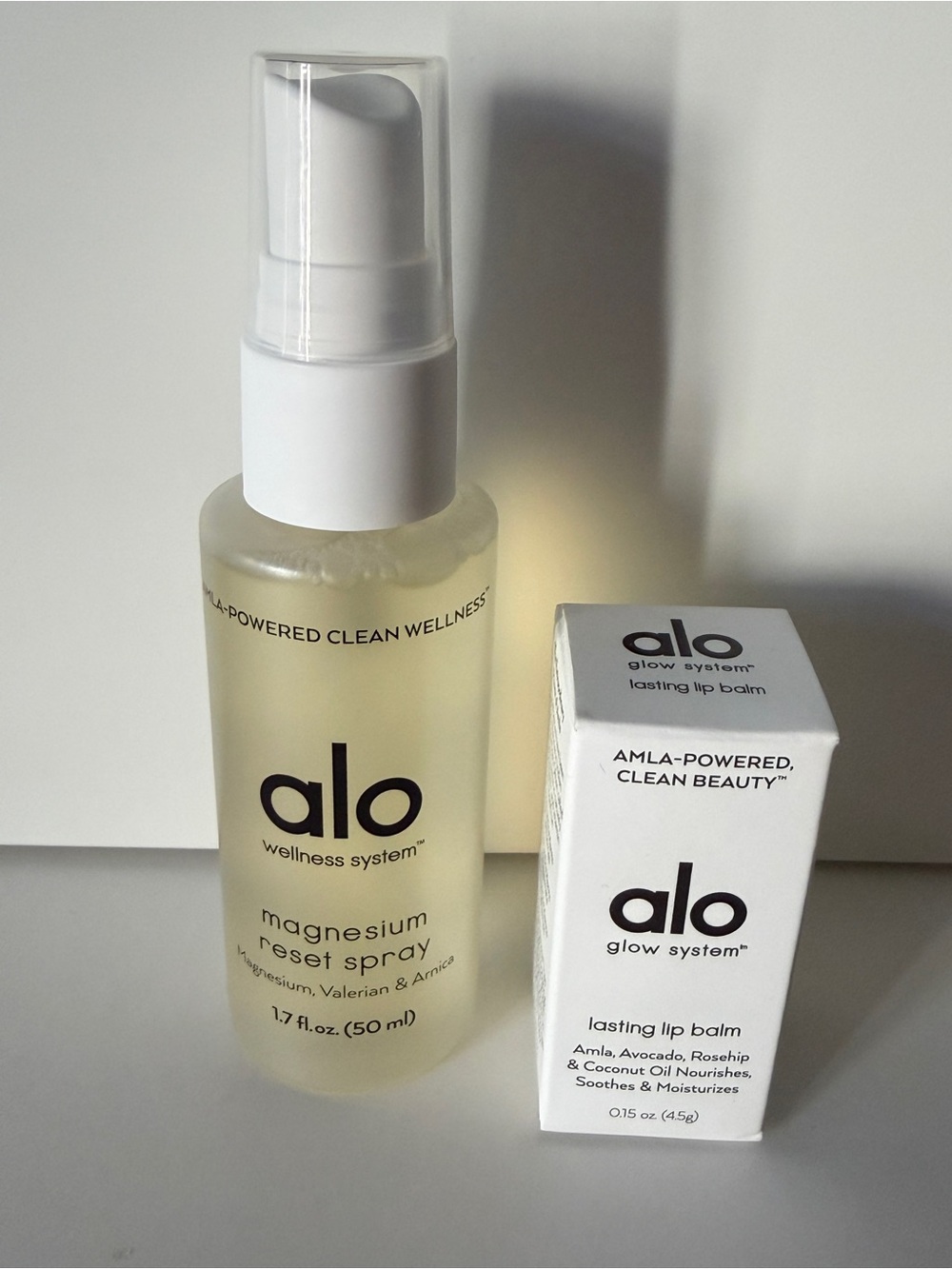 Alo Magnesium Reset Spray + Lip Balm Set Glow System New